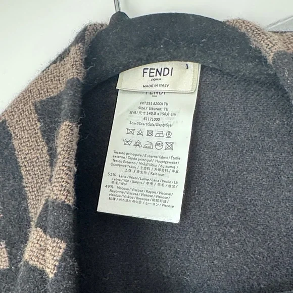 Fendi Dark Patterned Fringe Shawl - Picture 2 of 2